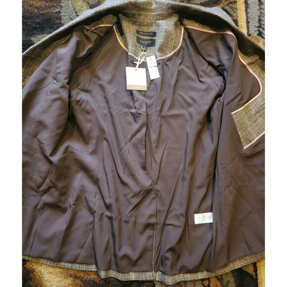 NWT Talbots Blazer Women's 12 Brown Glen Plaid Luxe Italian Wool Double Breasted - Picture 5 of 6